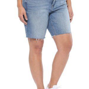 High Rise 5 Button Fly Straight Cut Hem Bermuda